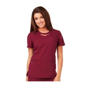 Careisma Medical Uniform Scrub Top Wine CA 602